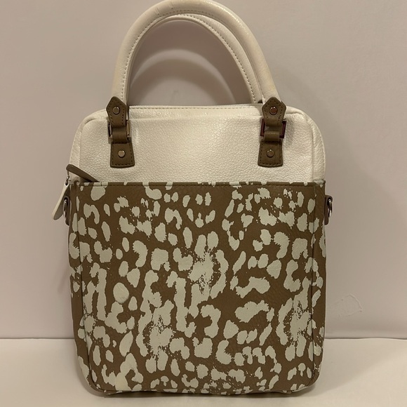 Miche Vegan Tan & White Splatter Convertible Handbag - Picture 2 of 10